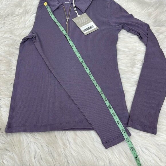 Everlane Women's‎ NWT Purple Quarter Zip Lyocell Micro-Ribbed Polo Blouse XS/C31 - Picture 11 of 11